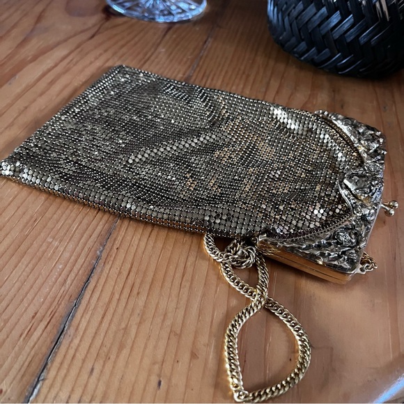Vintage Whiting and Davis Face Flower Mesh Gold Purse Shoulder Bag Rare Chain - Picture 13 of 16
